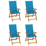 Tuinstoelen 4 st massief acaciahout verstelbaar met kussens
