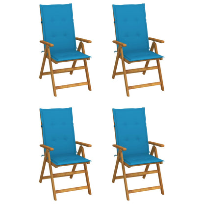 Tuinstoelen 4 st verstelbaar met kussens massief acaciahout