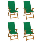 Tuinstoelen 4 st massief acaciahout verstelbaar met kussens