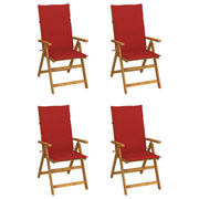 Tuinstoelen massief acaciahout 4 st verstelbaar met kussens