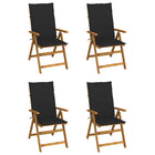Garden chairs 4 pcs adjustable with cushions solid acacia wood