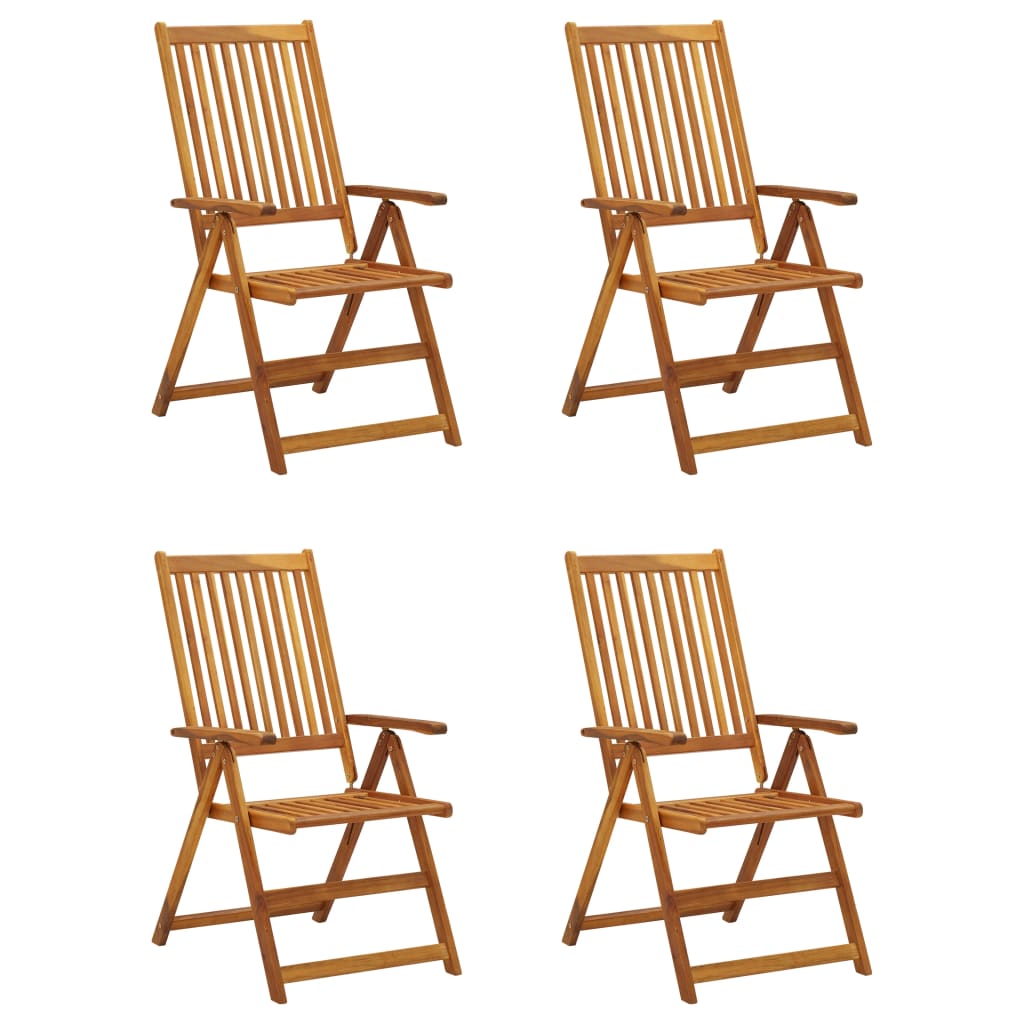 Tuinstoelen 4 st verstelbaar met kussens massief acaciahout