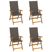 Tuinstoelen 4 st verstelbaar met kussens massief acaciahout