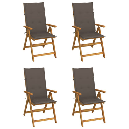 Tuinstoelen 4 st verstelbaar met kussens massief acaciahout
