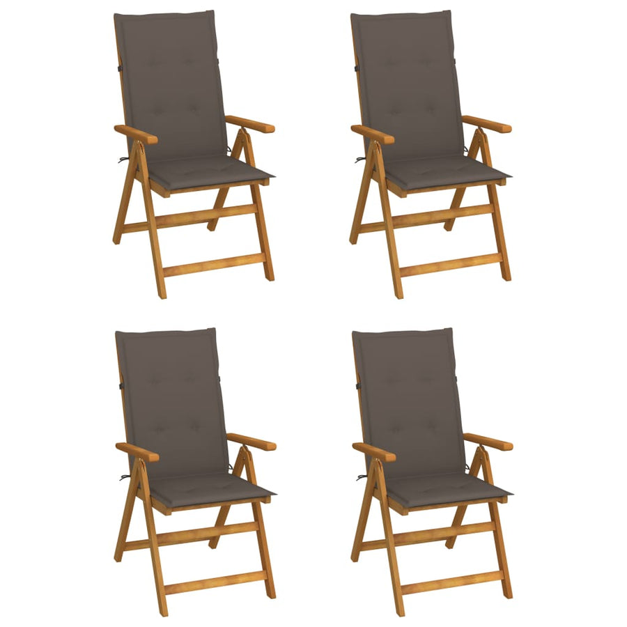 Tuinstoelen 4 st verstelbaar met kussens massief acaciahout