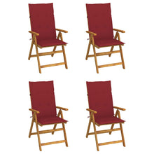 Tuinstoelen 4 st verstelbaar met kussens massief acaciahout