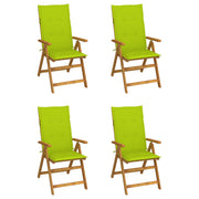 Tuinstoelen 4 st massief acaciahout verstelbaar met kussens