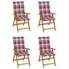 Garden chairs 4 pcs adjustable with cushions solid acacia wood