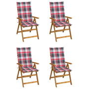 Tuinstoelen 4 st massief acaciahout verstelbaar met kussens