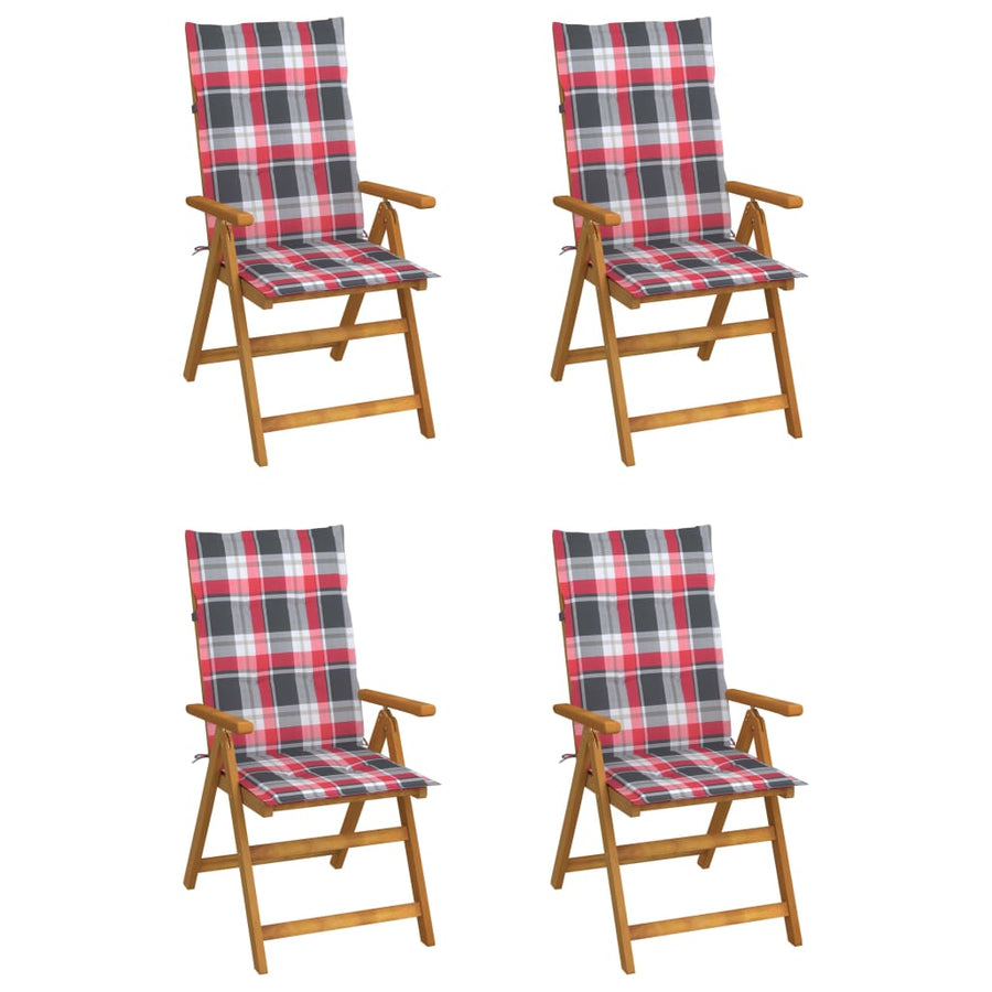 Tuinstoelen 4 st verstelbaar met kussens massief acaciahout