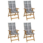 Tuinstoelen 4 st massief acaciahout verstelbaar met kussens