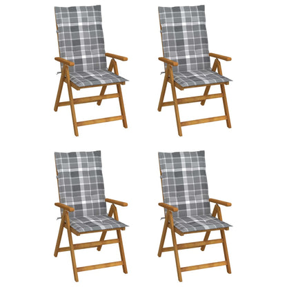 Tuinstoelen 4 st verstelbaar met kussens massief acaciahout