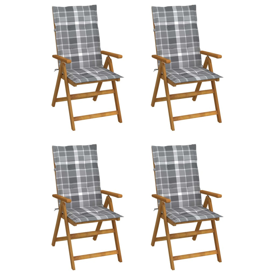 Tuinstoelen 4 st verstelbaar met kussens massief acaciahout