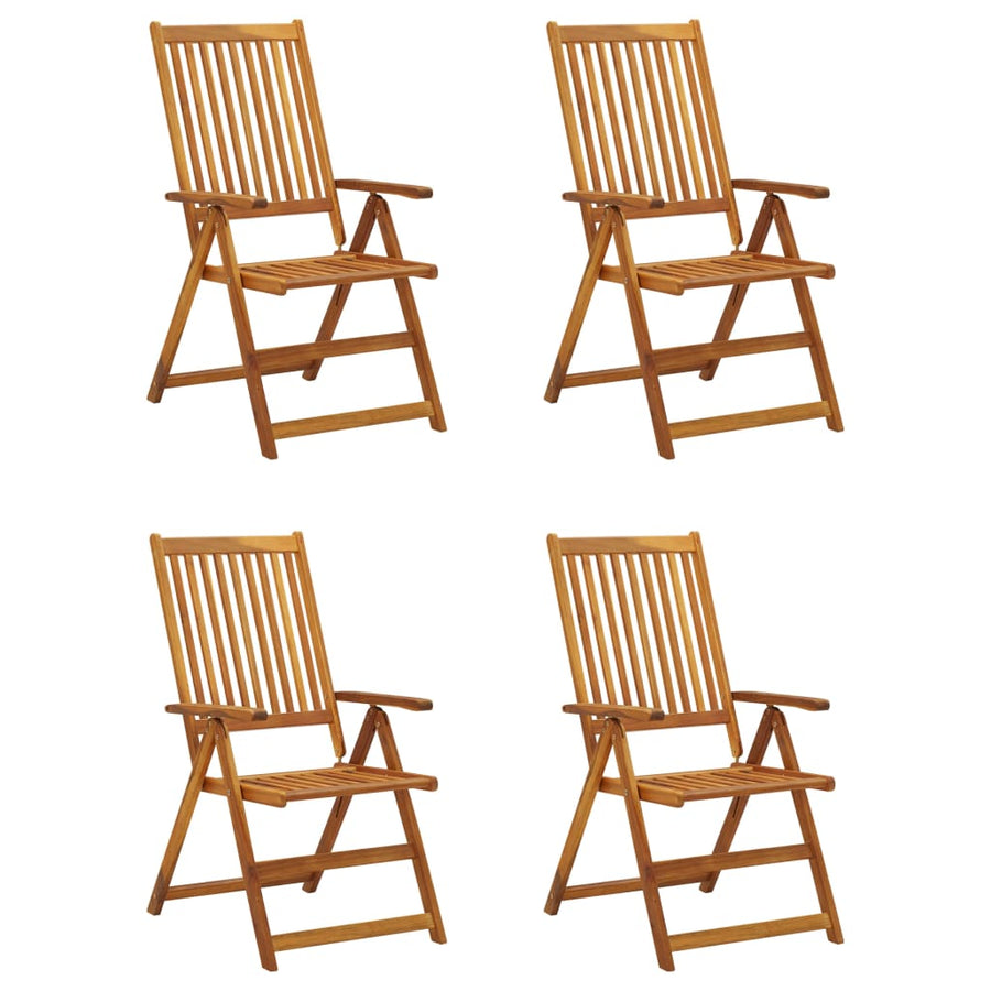 Tuinstoelen 4 st verstelbaar met kussens massief acaciahout