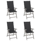 Garden chairs 4 pcs adjustable with cushions solid acacia wood