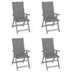 Garden chairs 4 pcs adjustable with cushions solid acacia wood