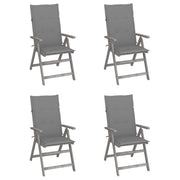 Tuinstoelen massief acaciahout verstelbaar met kussens 4 stuks