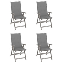 Tuinstoelen Verstelbaar Met Kussens Massief Acaciahout 4 Grijs