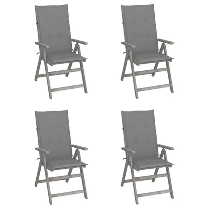 Tuinstoelen Verstelbaar Met Kussens Massief Acaciahout 4 Grijs