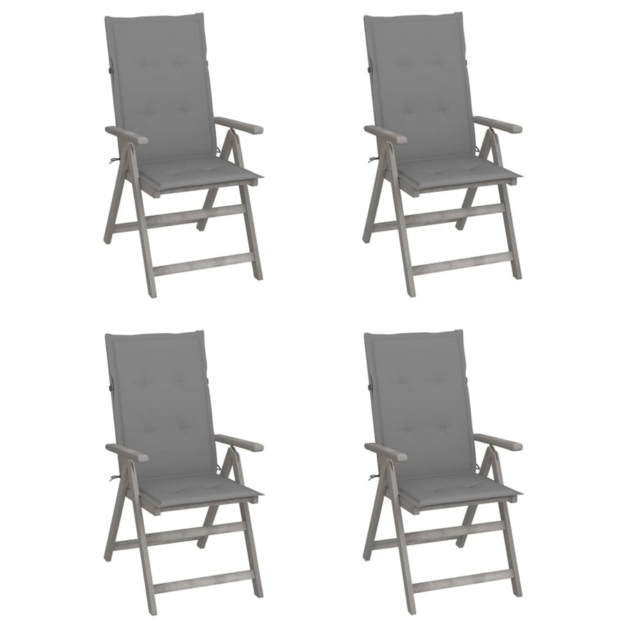 Tuinstoelen Verstelbaar Met Kussens Massief Acaciahout 4 Grijs