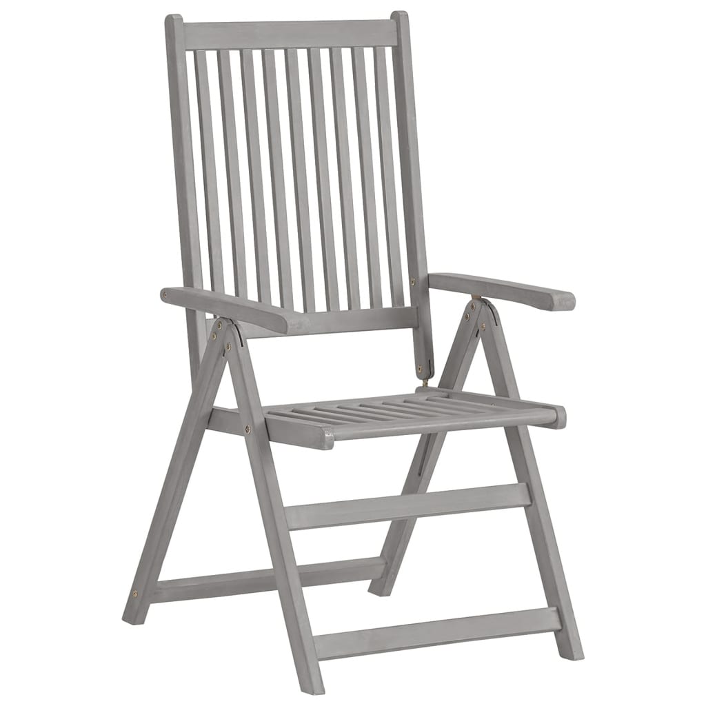Tuinstoelen Verstelbaar Met Kussens Massief Acaciahout 4 Grijs
