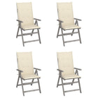 Garden chairs 4 pcs adjustable with cushions solid acacia wood