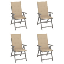 Tuinstoelen Verstelbaar Met Kussens Massief Acaciahout 4 Beige