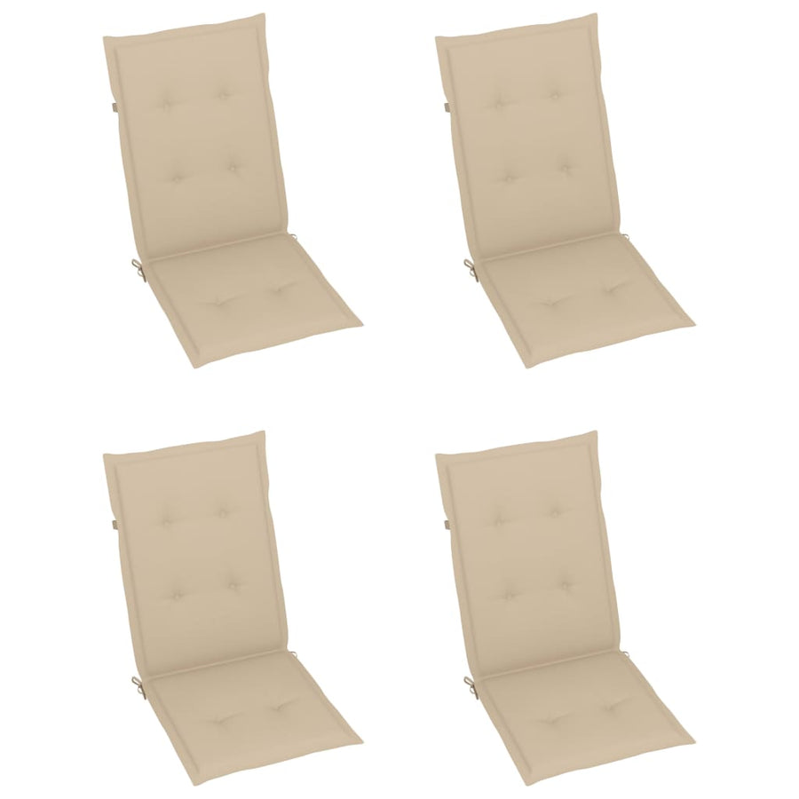 Tuinstoelen Verstelbaar Met Kussens Massief Acaciahout 4 Beige