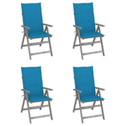 Tuinstoelen 4 st massief acaciahout verstelbaar met kussens