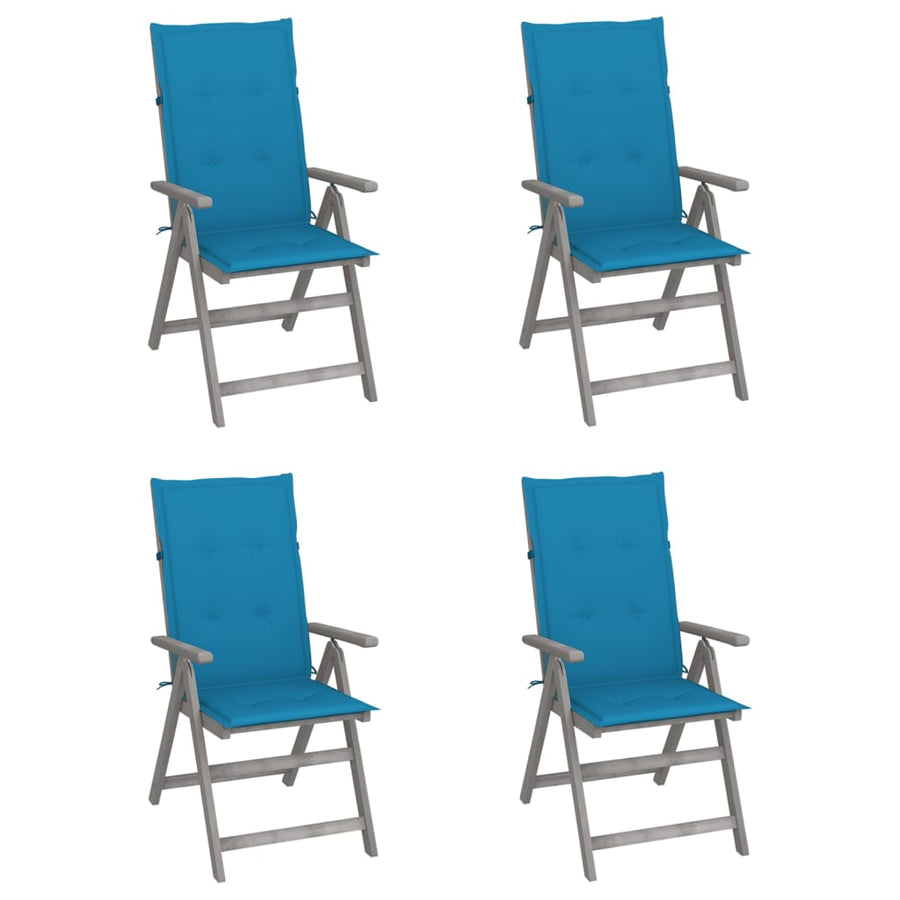 Tuinstoelen 4 St Verstelbaar Met Kussens Massief Acaciahout 1 Blauw