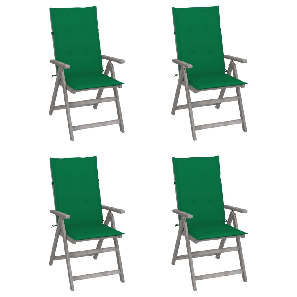 Tuinstoelen 4 St Verstelbaar Met Kussens Massief Acaciahout 1 Groen