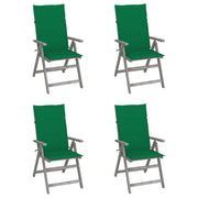 Tuinstoelen 4 st massief acaciahout verstelbaar met kussens