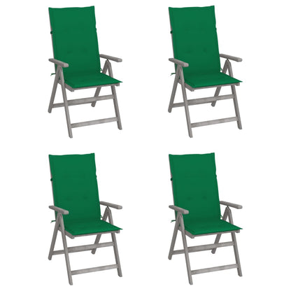 Tuinstoelen 4 St Verstelbaar Met Kussens Massief Acaciahout 1 Groen