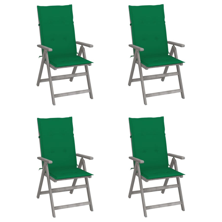 Tuinstoelen 4 St Verstelbaar Met Kussens Massief Acaciahout 1 Groen
