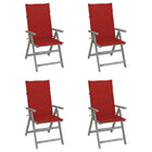 Garden chairs 4 pcs adjustable with cushions solid acacia wood