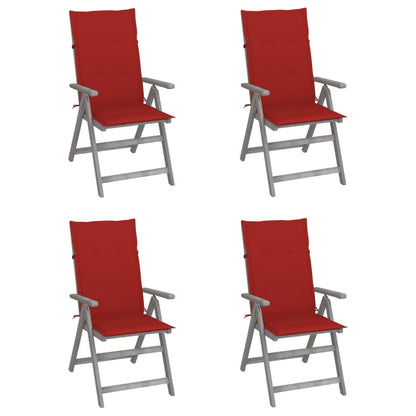 Tuinstoelen Verstelbaar Met Kussens Massief Acaciahout 4 Rood
