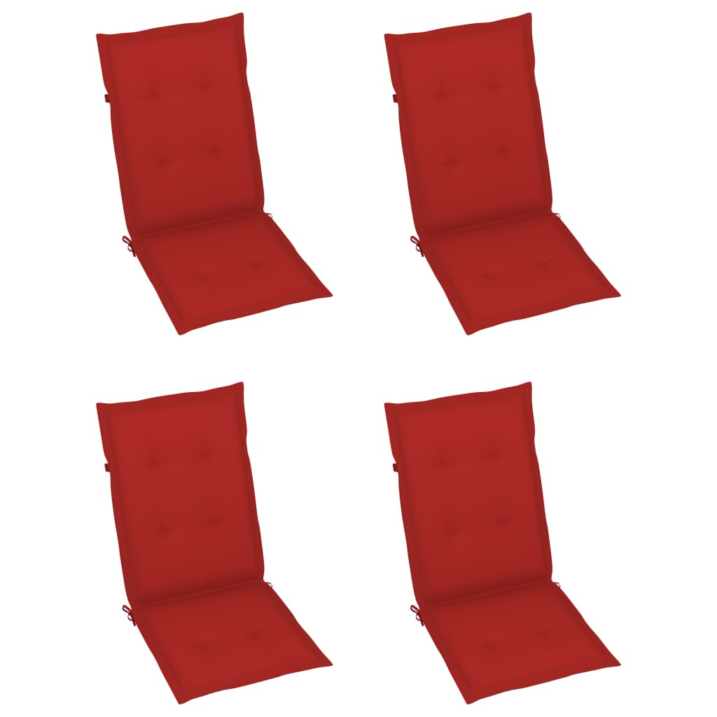 Tuinstoelen Verstelbaar Met Kussens Massief Acaciahout 4 Rood