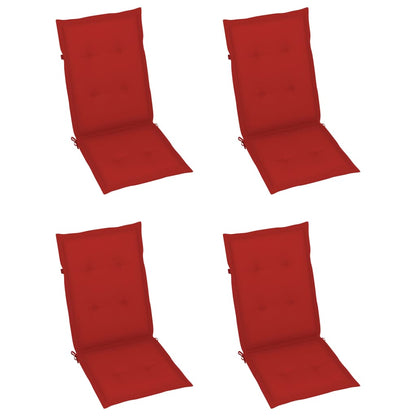 Tuinstoelen Verstelbaar Met Kussens Massief Acaciahout 4 Rood