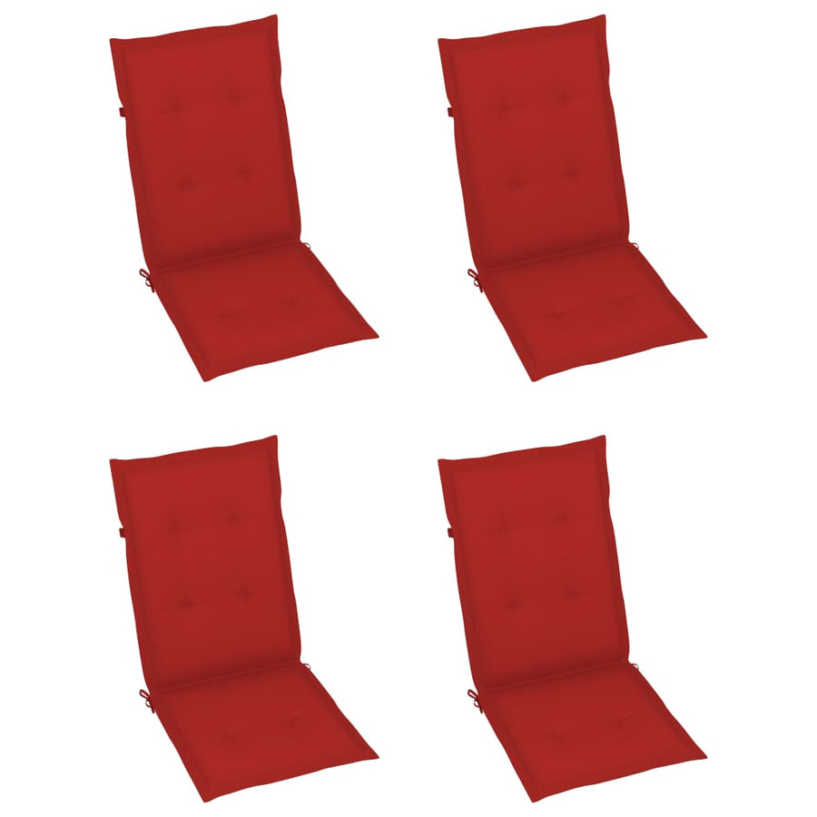 Tuinstoelen Verstelbaar Met Kussens Massief Acaciahout 4 Rood