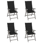 Garden chairs 4 pcs adjustable with cushions solid acacia wood