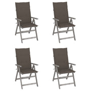 Tuinstoelen 4 st massief acaciahout verstelbaar met kussens