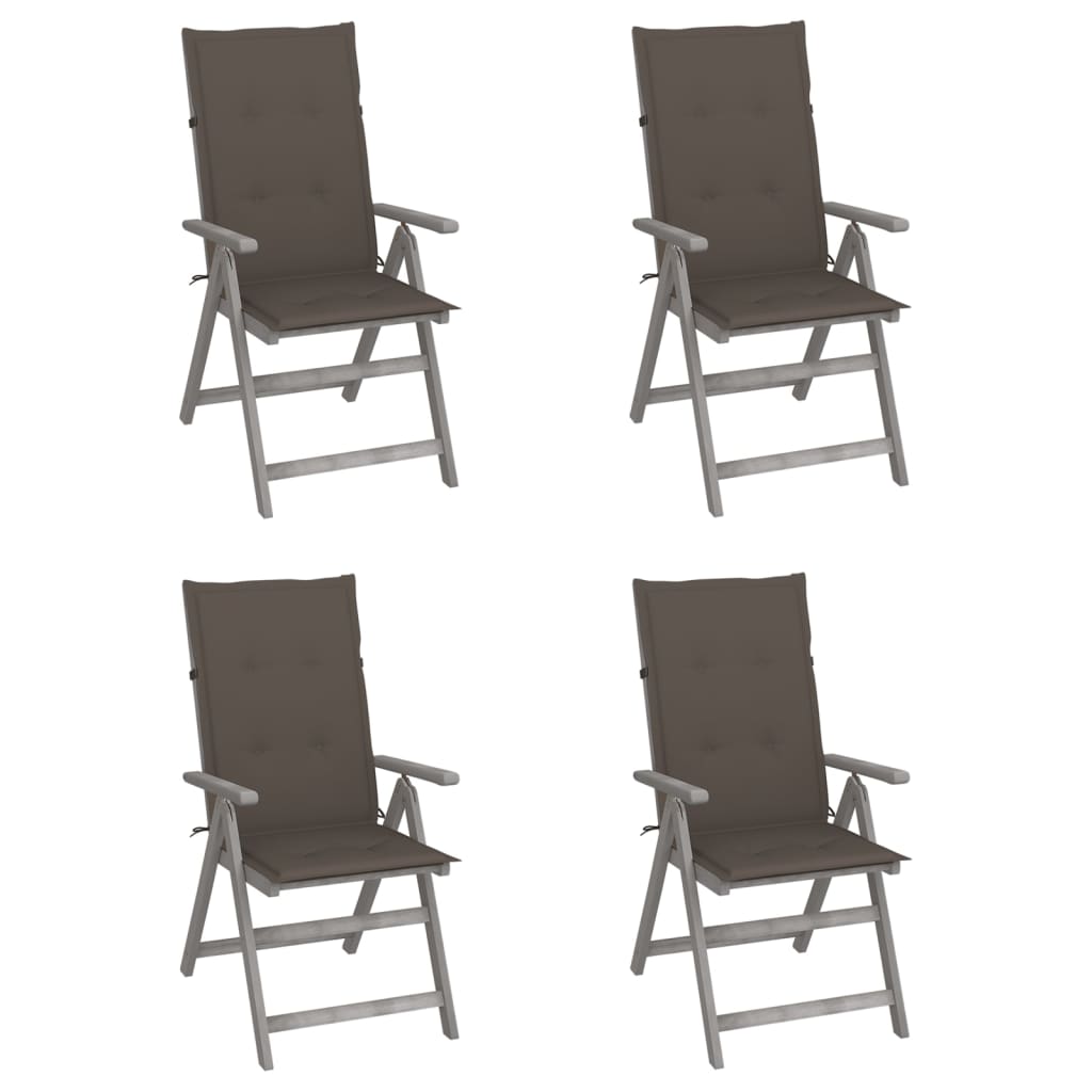 Tuinstoelen Verstelbaar Met Kussens Massief Acaciahout 4 Taupe