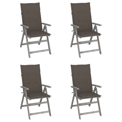 Tuinstoelen Verstelbaar Met Kussens Massief Acaciahout 4 Taupe