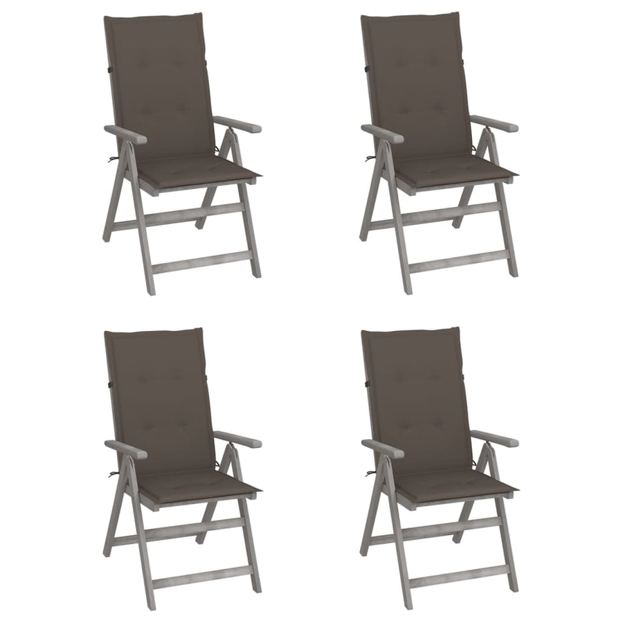 Tuinstoelen Verstelbaar Met Kussens Massief Acaciahout 4 Taupe