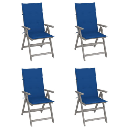 Tuinstoelen Verstelbaar Met Kussens Massief Acaciahout 4 koningsblauw
