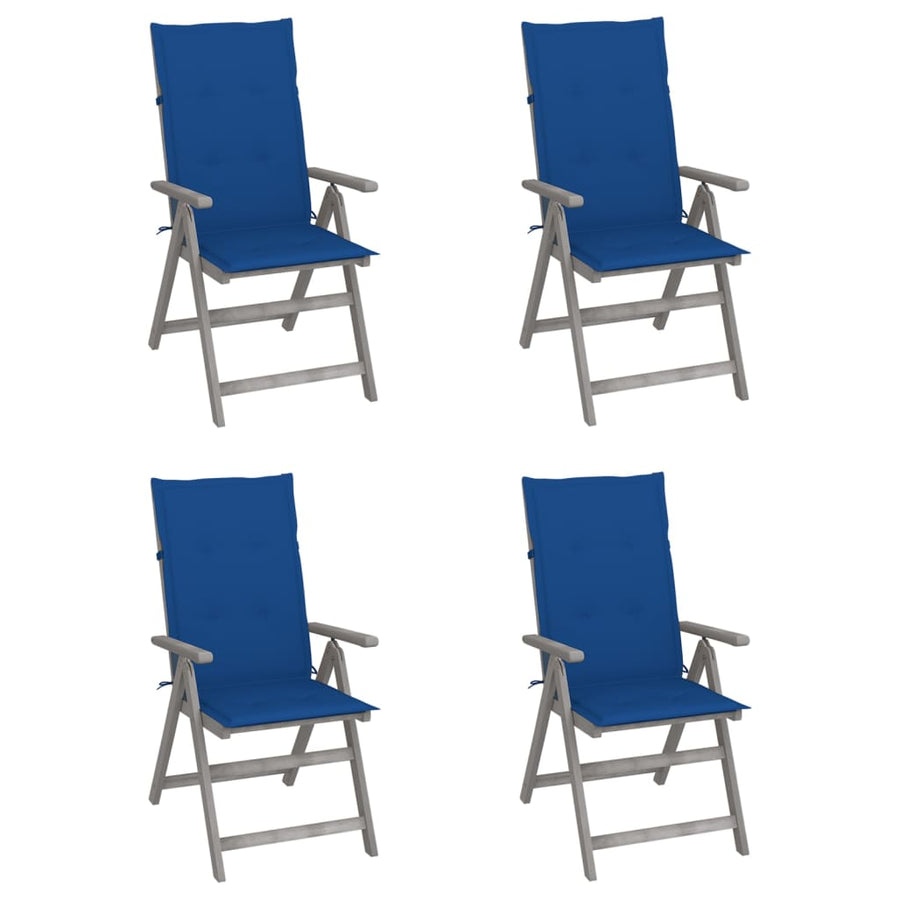 Tuinstoelen Verstelbaar Met Kussens Massief Acaciahout 4 koningsblauw