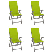 Tuinstoelen 4 st massief acaciahout verstelbaar met kussens