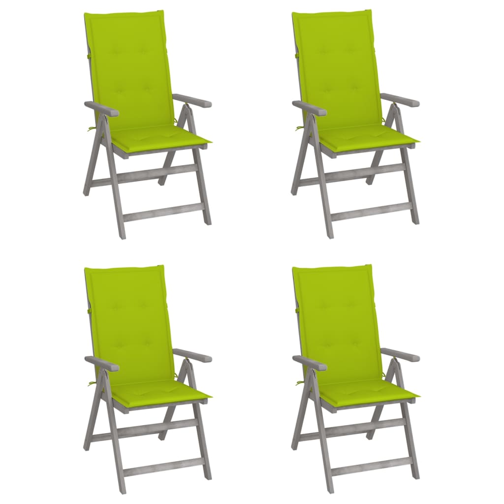 Tuinstoelen Verstelbaar Met Kussens Massief Acaciahout 4 Heldergroen