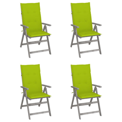 Tuinstoelen Verstelbaar Met Kussens Massief Acaciahout 4 Heldergroen