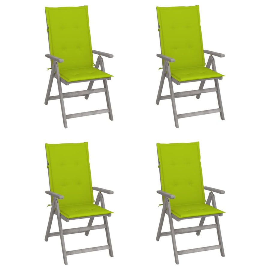 Tuinstoelen Verstelbaar Met Kussens Massief Acaciahout 4 Heldergroen